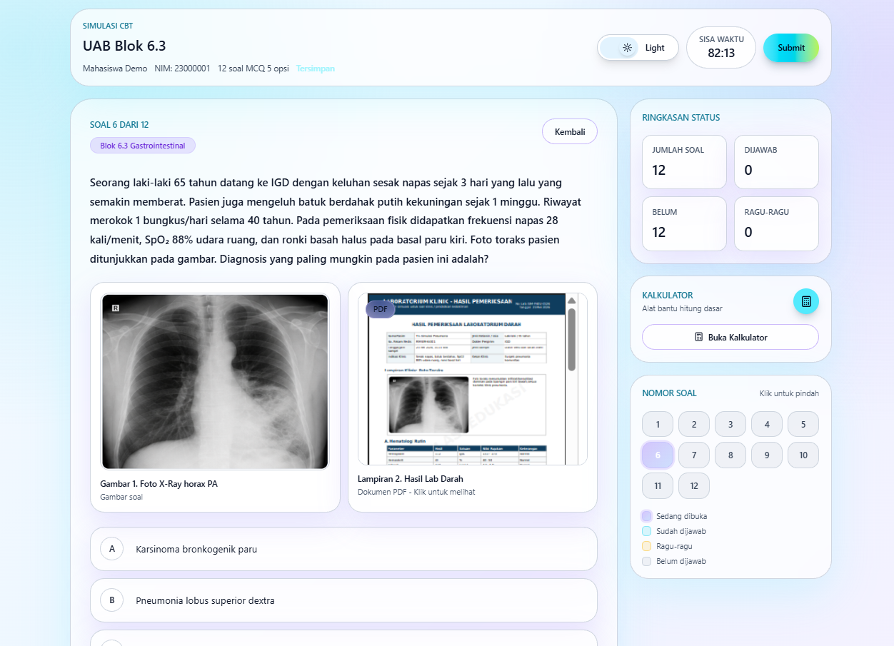 Tampilan ujian peserta CBT Assess