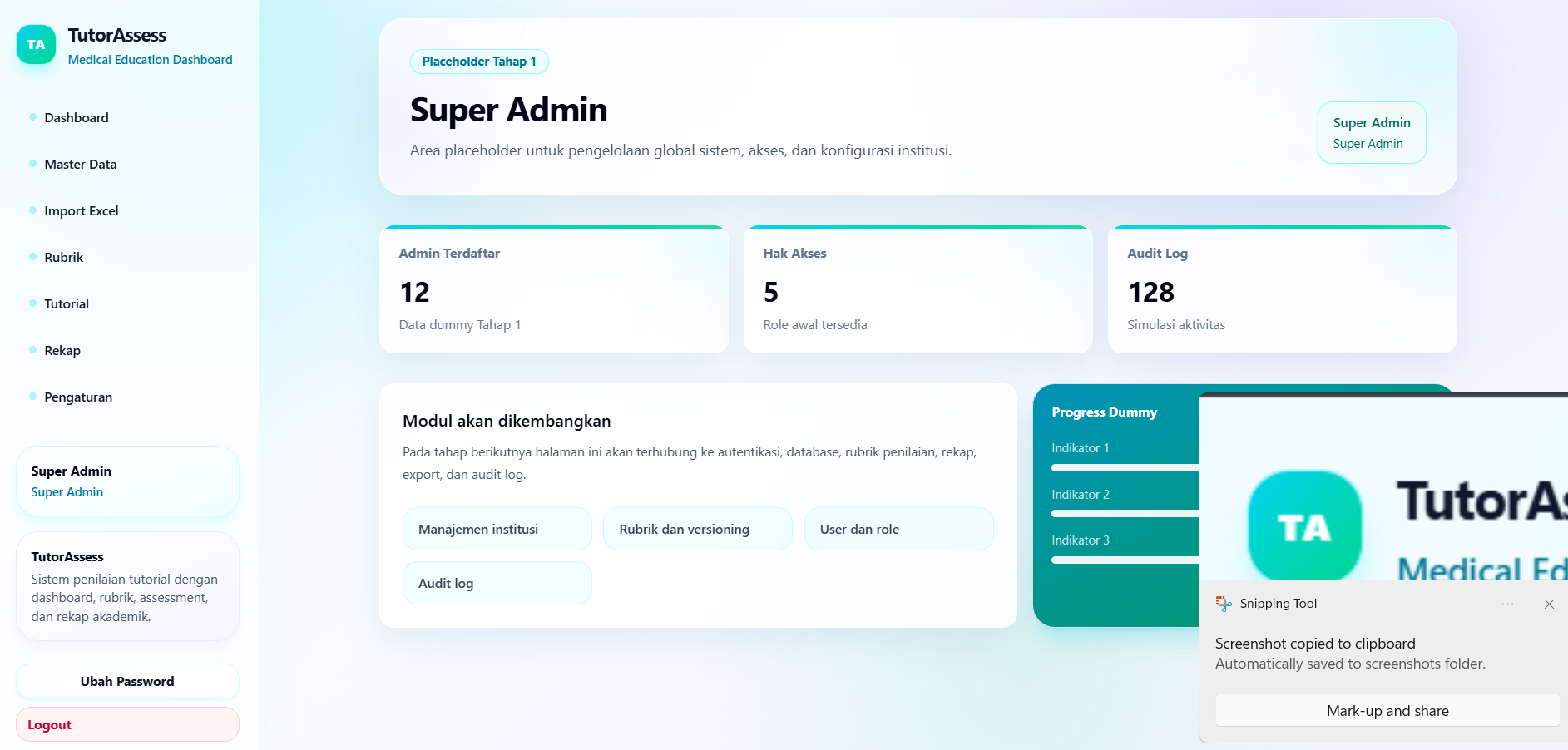Dashboard Tutor Assess